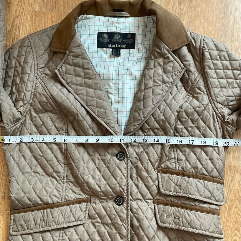 Barbour Downham Women's Quilted Tan Blazer with Brown Accents US Size 12 - Picture 6 of 16